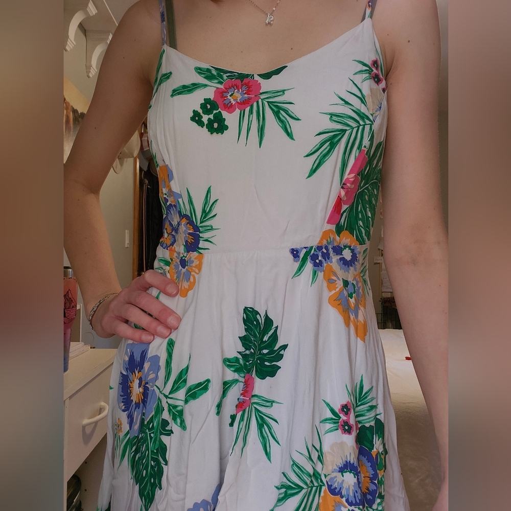 Old Navy Small Floral Print White Dress